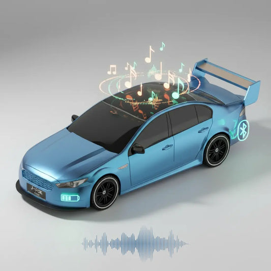 Boxa Bluetooth Portabilă J-iPOK P338T – Design Mașină Sport, LED, FM, 10W – Albastru Metalic