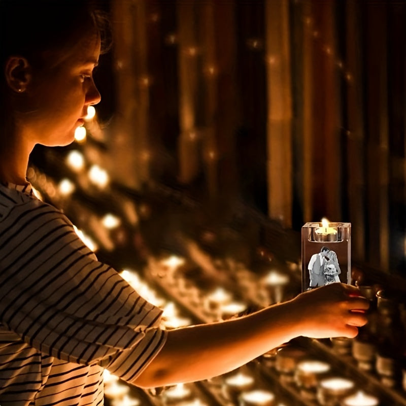 Suport Personalizat pentru Lumânări din Sticlă - Cadou pentru Nuntă sau Aniversare