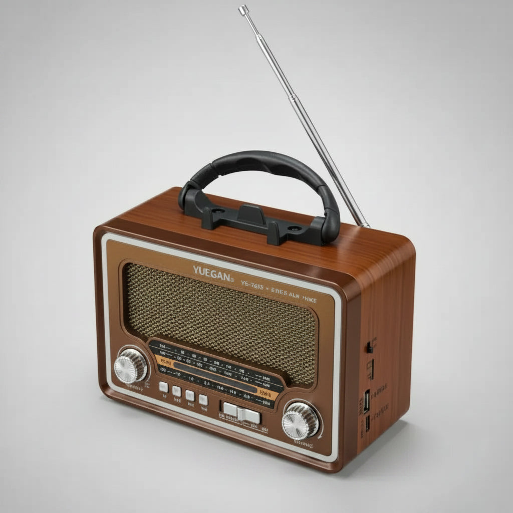 Radio FM Bluetooth Yuegan YG-7052 – Design Retro, AM/FM/SW, Bluetooth 5.0, USB, TF, AUX, Lumini RGB, Maro