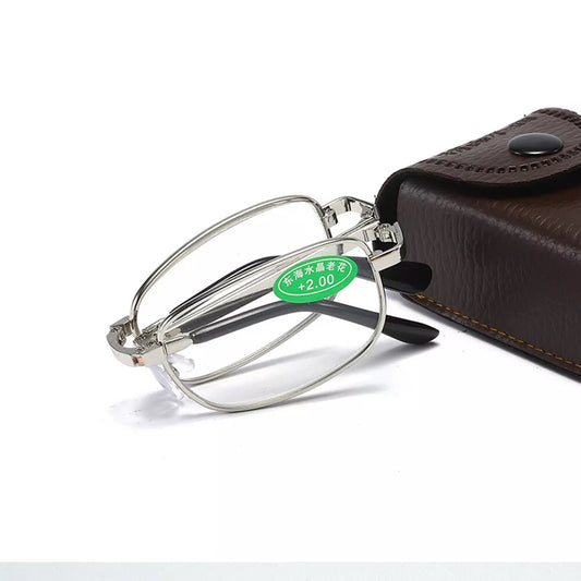 Ochelari Pliabili de Lectură Anti-Lumină Albastră, Argintiu, Unisex, Metalici, +1.0 până la +4.0, Cu Cutie de Protecție