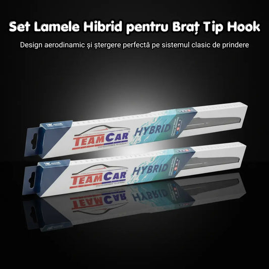 set cu două ștergătoare hibrid teamcar pe fundal negru