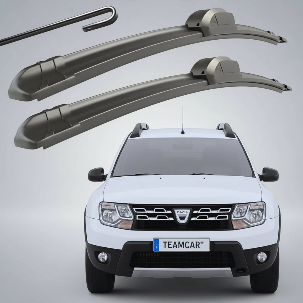 Set 2 Ștergătoare Parbriz Flat Dedicate Dacia Duster 1 (2010-2016), Prindere Hook (Cârlig)