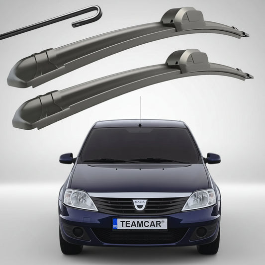Set 2 Ștergătoare Parbriz Flat Dedicate Dacia Logan 1 (2004-2012), Prindere Hook (Cârlig)