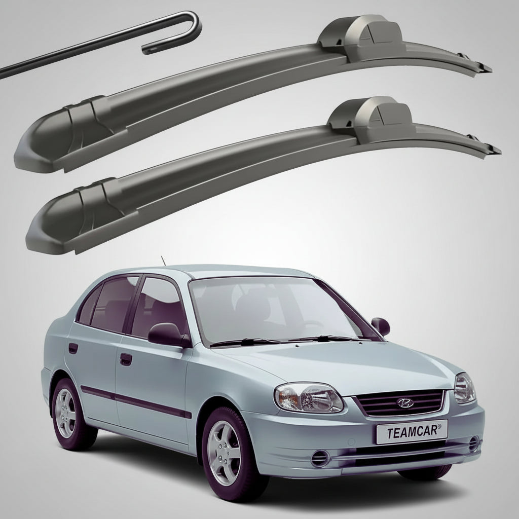 Set 2 Ștergătoare Parbriz Flat Dedicate Hyundai Accent 2 LC (1999-2005), Prindere Hook (Cârlig)