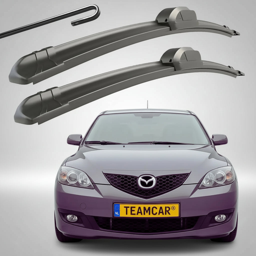 Set 2 Ștergătoare Parbriz Flat Dedicate Mazda 3 BK (2003-2008), Prindere Hook (Cârlig)