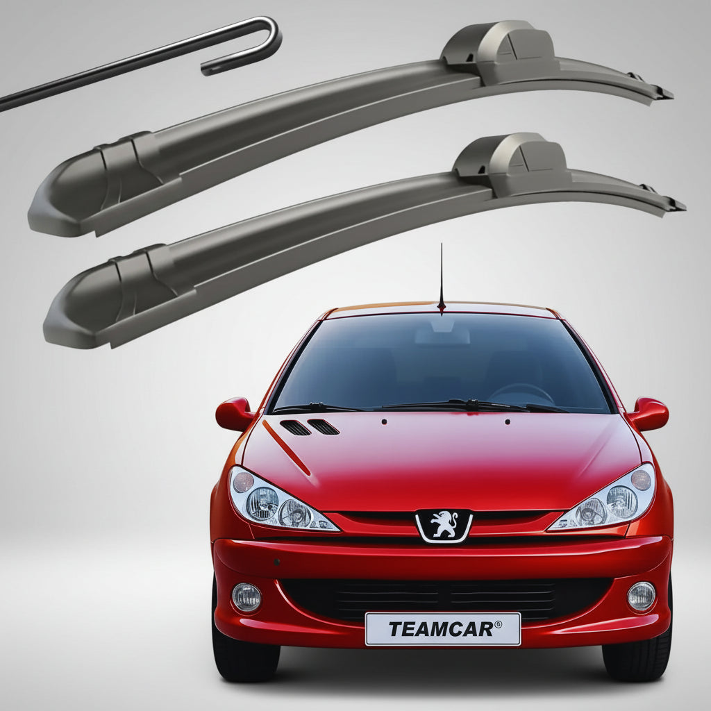 Set 2 Ștergătoare Parbriz Flat Dedicate Peugeot 206 / 206+ (1998-2013), Prindere Hook (Cârlig)