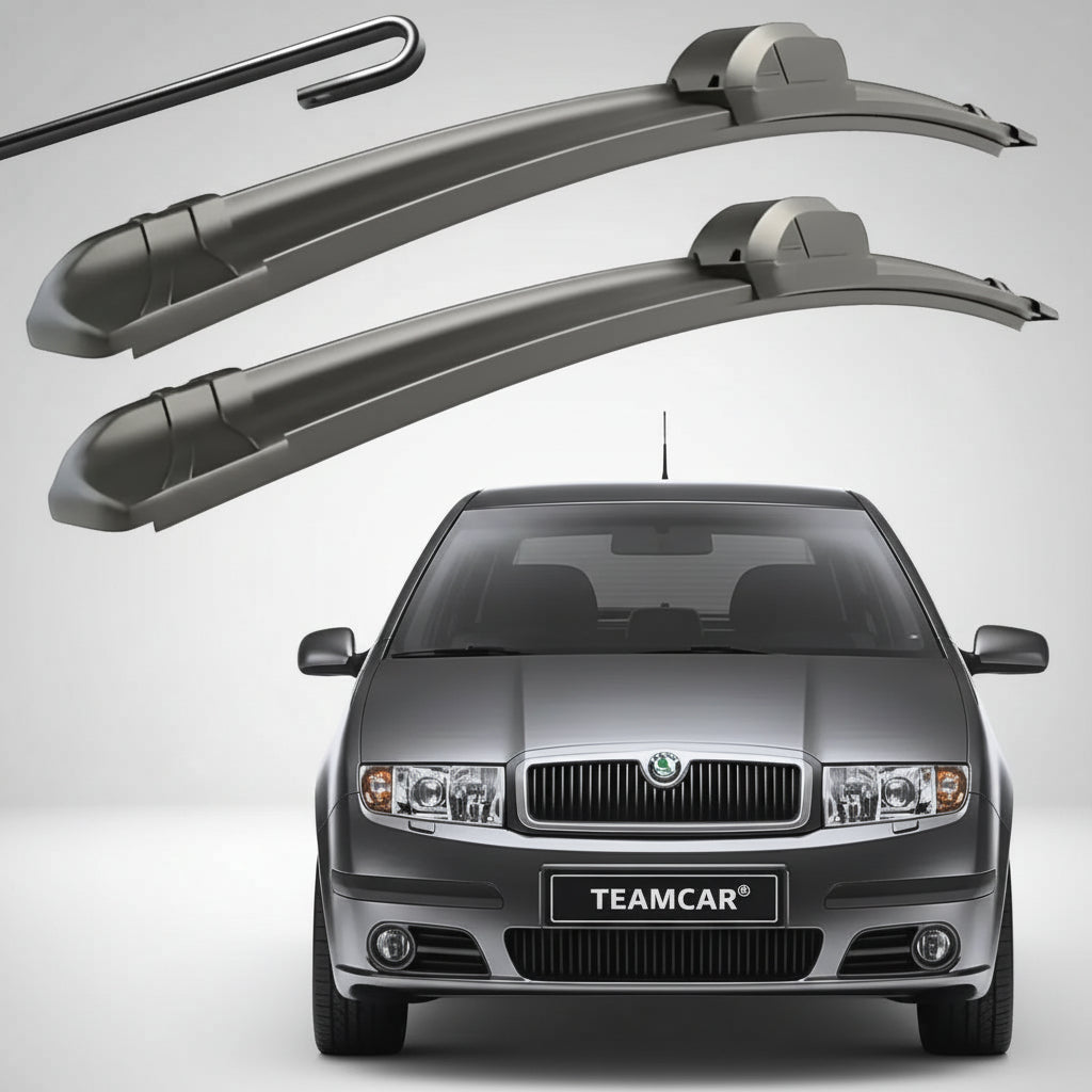 Set 2 Ștergătoare Parbriz Flat Dedicate Skoda Fabia 1 (1999 - Feb. 2006), Prindere Hook (Cârlig)