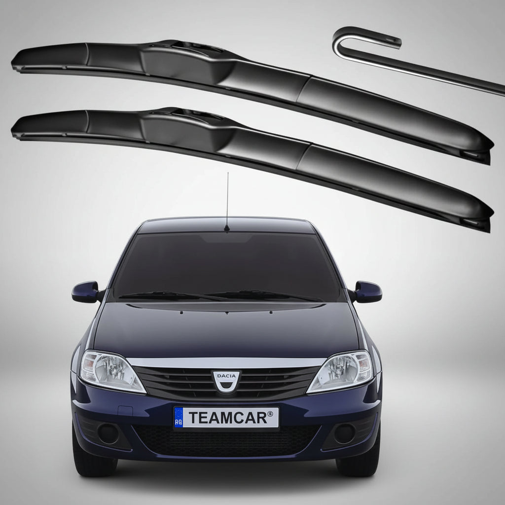 Set 2 Ștergătoare Parbriz Hibrid Dedicate Dacia Logan 1 (2004-2012), Prindere Hook (Cârlig)