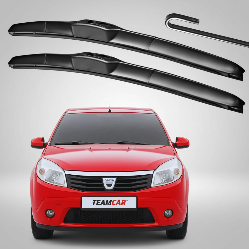 Set 2 Ștergătoare Parbriz Hybrid Dedicate Dacia Sandero 1 (2008-2012), Prindere Hook (Cârlig)