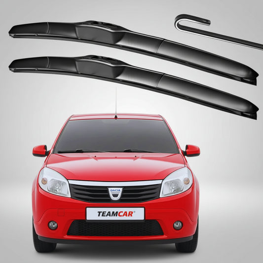 Set 2 Ștergătoare Parbriz Hybrid Dedicate Dacia Sandero 1 (2008-2012), Prindere Hook (Cârlig)