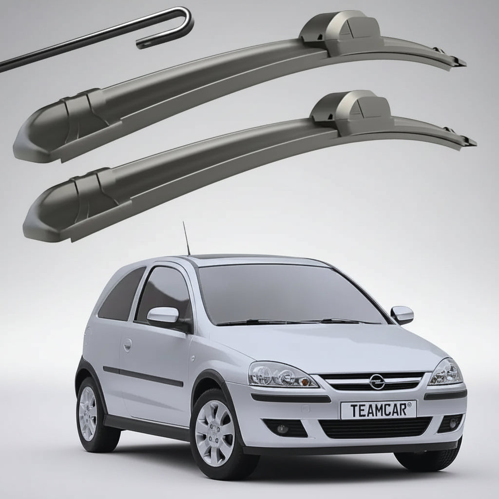 Set 2 Ștergătoare Parbriz Flat Dedicate Opel Corsa C (2000-2006), Prindere Hook (Cârlig)