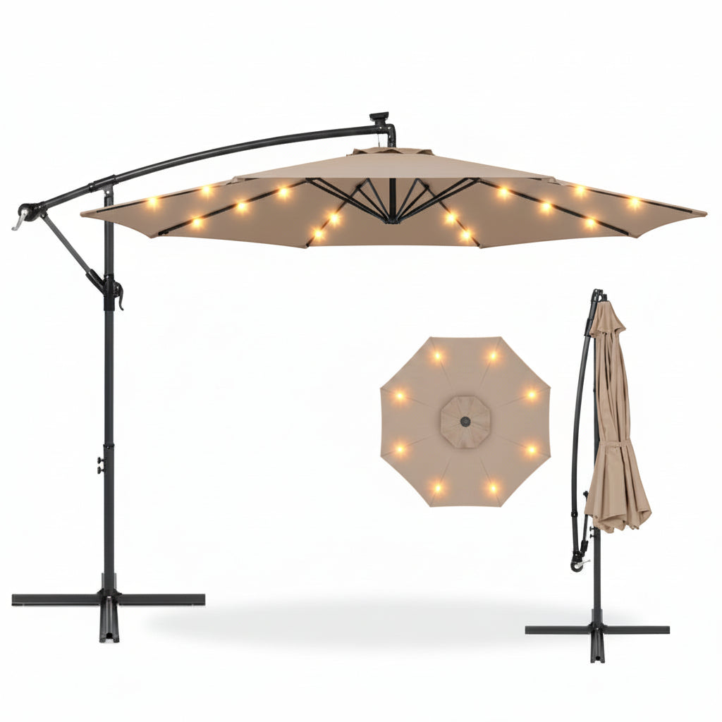 Umbrelă grădină cu lumini led.